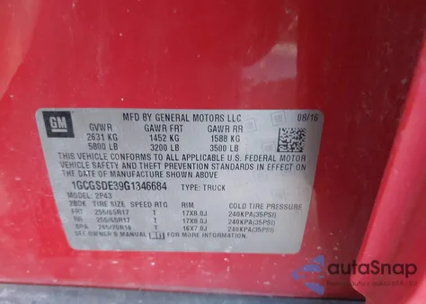 2016 Chevrolet Colorado Z71 from USA, damaged, VIN 1GCGSDE39G1346684